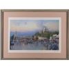 Image 1 : Framed and double matted color print of  downtown scene entitled &#8220;Auburn Ce