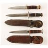 Image 1 : Lot of 3 &#8220;in-theater&#8221; knives; two with  sheaths.    Est.:  $100-$200.
