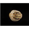 Image 4 : Modern Design buckle ring with diamonds and  sapphires, 10K; like new condi
