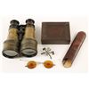 Image 1 : Lot of misc. collectibles including a pair of  old French brass binoculars