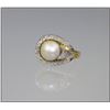 Image 1 : Lovely Vintage Cultured Pearl and Diamond  Ring featuring a 10.00 mm diamet