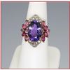 Image 1 : Lovely Vintage Amethyst, Pink Tourmaline and  Diamond Ring featuring an app