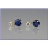 Image 1 : Stunning Ceylon Colored Blue Sapphire and  Diamond Earrings featuring 2 rou