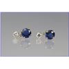 Image 2 : Stunning Ceylon Colored Blue Sapphire and  Diamond Earrings featuring 2 rou