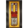 Image 1 : Beaded bandolier bag measures approximately  33&#8221; x 9 1/2&#8221; wide showing larg