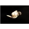 Image 2 : One deco ladies bypass ring set with a white  pearl  a black pearl and diam