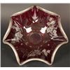 Image 1 : Hand blown ruby glass and silver decorated  glass bowl; approximately 4.75&#8221;