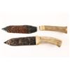 Image 2 : Lot of 2 modern made stone blade knives  secured to antler grips by rawhide