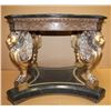 Image 2 : French Empire style table with marble mounts  and gold lions; our consignor