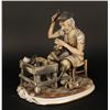 Image 1 : Capodimonte porcelain figure of cobbler at  his bench; approximately 9.5&#8221; b