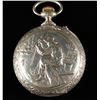 Image 2 : Large fancy open faced pocket watch,  approximately 3&#8221; in diameter with Rom