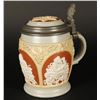 Image 2 : Metlach stein; half Liter, Star of David  relief stein, inlaid lid, #1266.