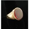 Image 1 : 10K gold man&#8217;s ring with under faceted and  smooth polished top garnet. Siz