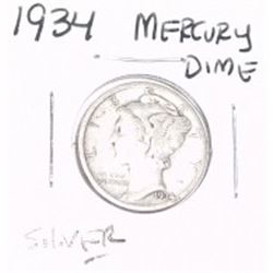 1934 SILVER MERCURY DIME *NICE EARLY SILVER DIME*!! MERCURY HEAD DIME CAME OUT OF SAFE BOX!!