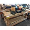 Image 1 : WOODEN WORK TABLE WITH ASSORTED CHAINS & TOOLS