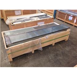 CRATE OF 79"X14" FROSTED GLASS WINDOWS