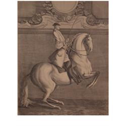 Joh. E. Ridinger. Ulm 1698 - 1767 Augsburg. "Pasaden auf dem Schlus der halben volta". Abzug 19....