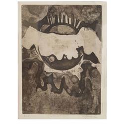 Meinel, E. 20. Jh. "Mecuiation". Aquarell auf Tusche. Sign. E. Meinel. Im Passe-...