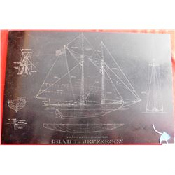 Rare Isiah L. Jefferson Fisherman Ship Diagram on Slate
