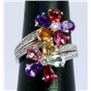 Image 1 : 14K WHITE GOLD RING 8.90 GRAM  DIAMOND 0.64CT PINK TOPAZ 2.00 CT PINK TOURMALINE 0.33CT AMETHYST 3.0