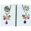 Image 1 : 14K WHITE GOLD EARRING 6.80GRAM  DIAMOND 0.33CT PINK TOPAZ 2.00CT AMETHYST 4.00CT YELLOW TOPAZ 0.83C