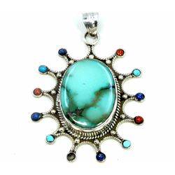 Sterling Silver .925 Turquoise Pendant 15.6g Dim. 40x50mm