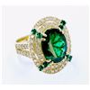 Image 2 : EMERALD SMALL 0.33CT / EMERALD 6.58CT, 18K Y/G RING 13.75GRAM / DIAMOND 1.33CT