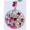 Image 1 : 14K WHITE GOLD PENDANT13.80GRAM  DIAMOND 1.47CT RUBY 7.33CT