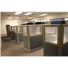Image 2 : 11 STATION ROYAL BLUE AND GREY CUBICLE UNIT WITH OVERHEAD SHELVING AND PEDISTALS