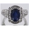Image 1 : Blue Sapphire  2.95 ctw Diamond Ring 14KW