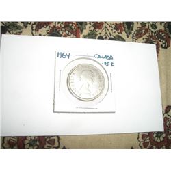 1964 SILVER CANADA .25 CENT QUARTER PIECE *NICE EARLY SILVER COIN*!! QUARTER CAME OUT OF SAFE BOX!!
