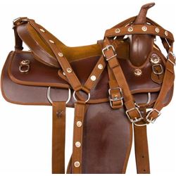 *NEW* Brown Texas Trail Dura Leather Western Horse Saddle Tack 15 16 17 18 [9718] FREE S&H