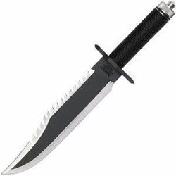 *NEW* Rambo First Blood II Bowie, Black Cord Wrapped, Plain UPC Code: 854135004286