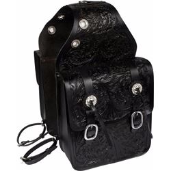 *NEW* Extra Large Black Carved Western Leather Horse Saddle Bags [9674] FREE S&H