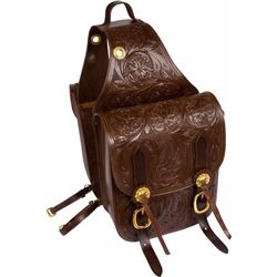 *NEW* Large Leather Hand Carved Brown Horse Saddle Bags [9676] FREE S&H