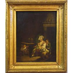 Unknown artist, Oil on canvas, 18th century, antique frame, 64 x 53 cm; canvas repaired, 6.00...