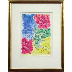 Nell Walden (1887-1975), Watercolour, monogramsignature -70, "Rote blüte", 21 x 15 cm, 5.000...