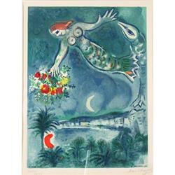 Marc Chagall (1887-1985), Colour lithograph after original, signed XXXIV/LXXV, Siréne et Poisso...