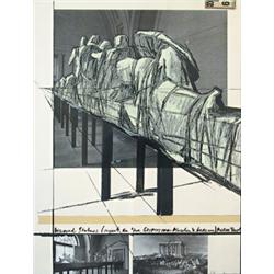 Christo b 1935, Serigraphy, collage of 3 offset prints, "Wrapped Statues", 1988, signed and num...