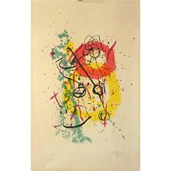 Joan Miro (1893-1983), Colour lithograph, signed, nr 6/75, Solitude, 50 x 32 cm; time stained,...