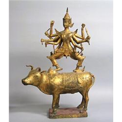 Sculpture, Gilded bronze, Thailand, ca 1900, Bangkok style, height ca 74 cm, 3.000,...