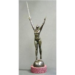 Emil Guilaume (1867-?), Bronzes, signed, Barbedienne Foundor Paris, "Victoire", height incl. ba...
