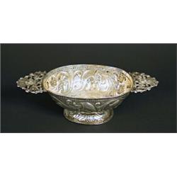 Bowl, Silver, baroque, Europe, 18th/19th century, oval shape, length 24,5 cm; small breaks and...