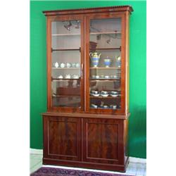 Book cupboard, Polished pyramid mahogany, 1840s, height 239 cm, 135 x 50 cm, 12.000,...