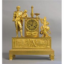 Mantel clock, Gilded bronze, empire, France, first half of 19th century, height 46 cm, 20.000...