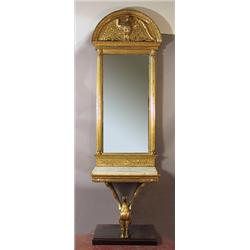 Console table with mirror, Empire, 1820s, height 83 cm, 75,5 x 40 cm, measurments of the mirror...