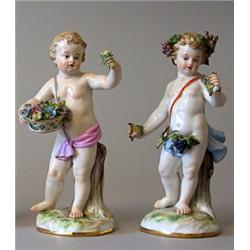 Figures, 2 items, China, Meissen, Germany, height 13 cm; repairing and insignificant nicks, 3...