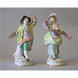Figures, 2 items, China, Meissen, Germany, height 18 cm, 3.000,...