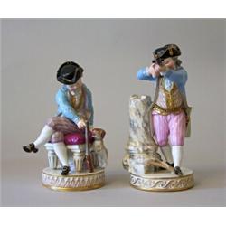 Figures, 2 items, China, Meissen, Germany, height 15,5 and 13,5 cm; damages and repairsings, ...