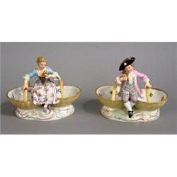 Salt shakers, 1 pair, China, Meissen, Germany, height 13 cm; repairs, 4.000,...